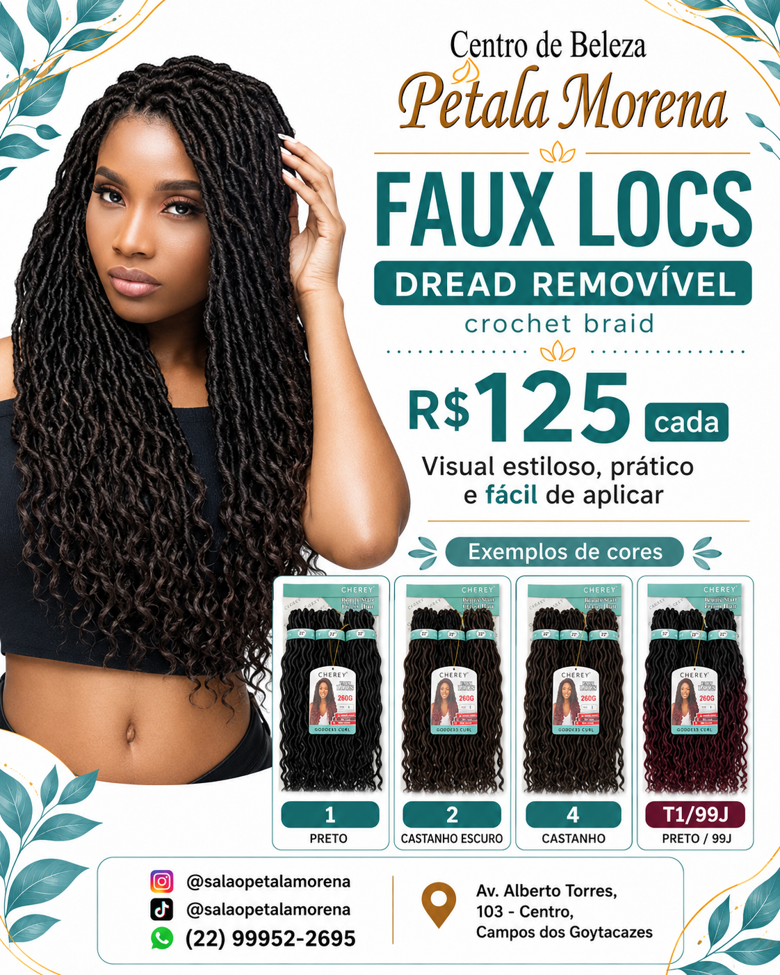 Faux Locs Dread Removível