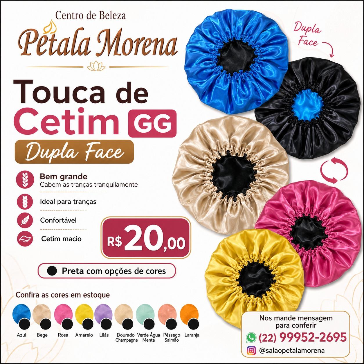 Touca de cetim GG